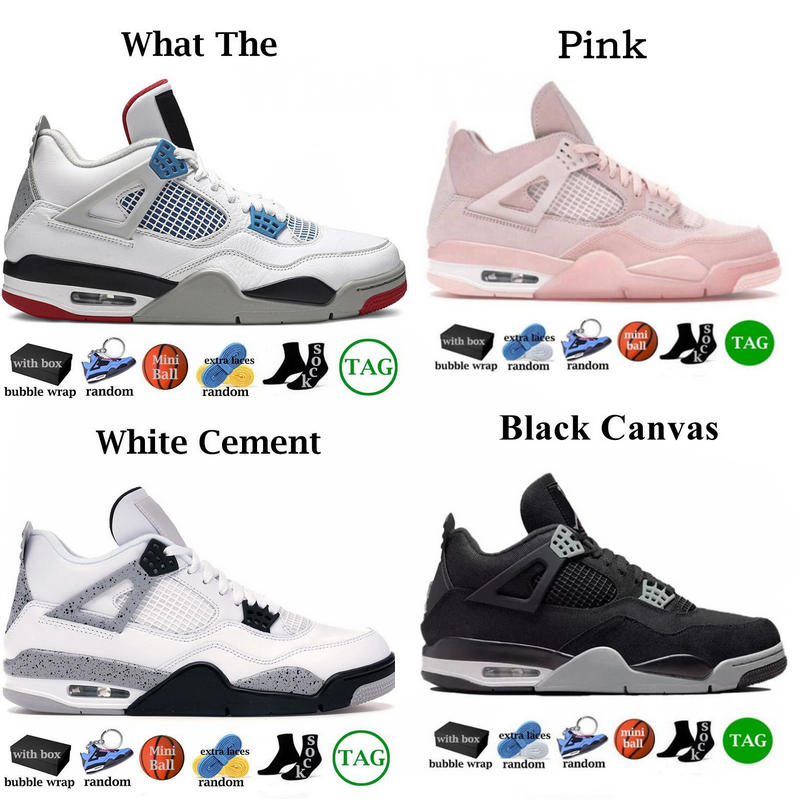 

WITH BOX designer Jumpman 4 Trainers 2023 men women kids basketball shoes IV 4s what the pink white cement black canvas mens sneakers With Box