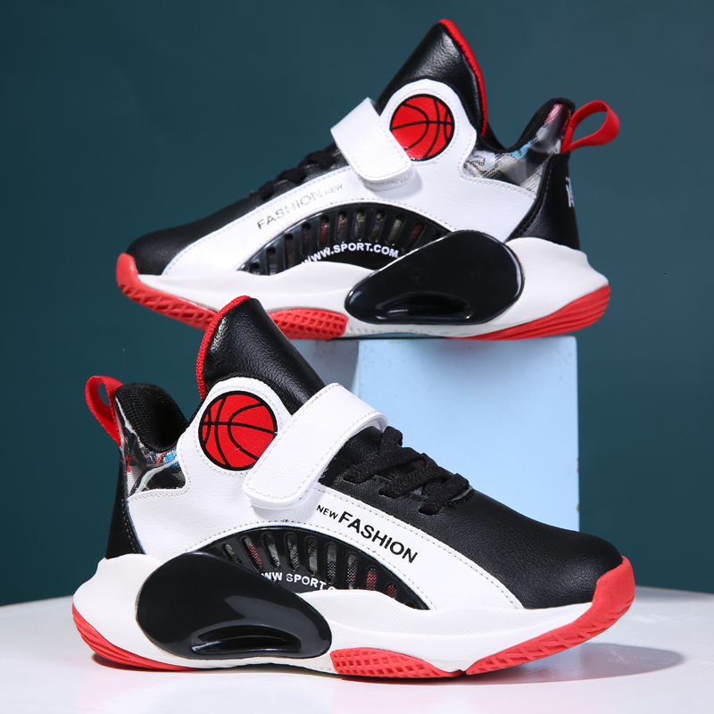 

Dress Shoes Kids Sneakers Boys Basketball High Quality Running 3040 Sizes 230330, Black red