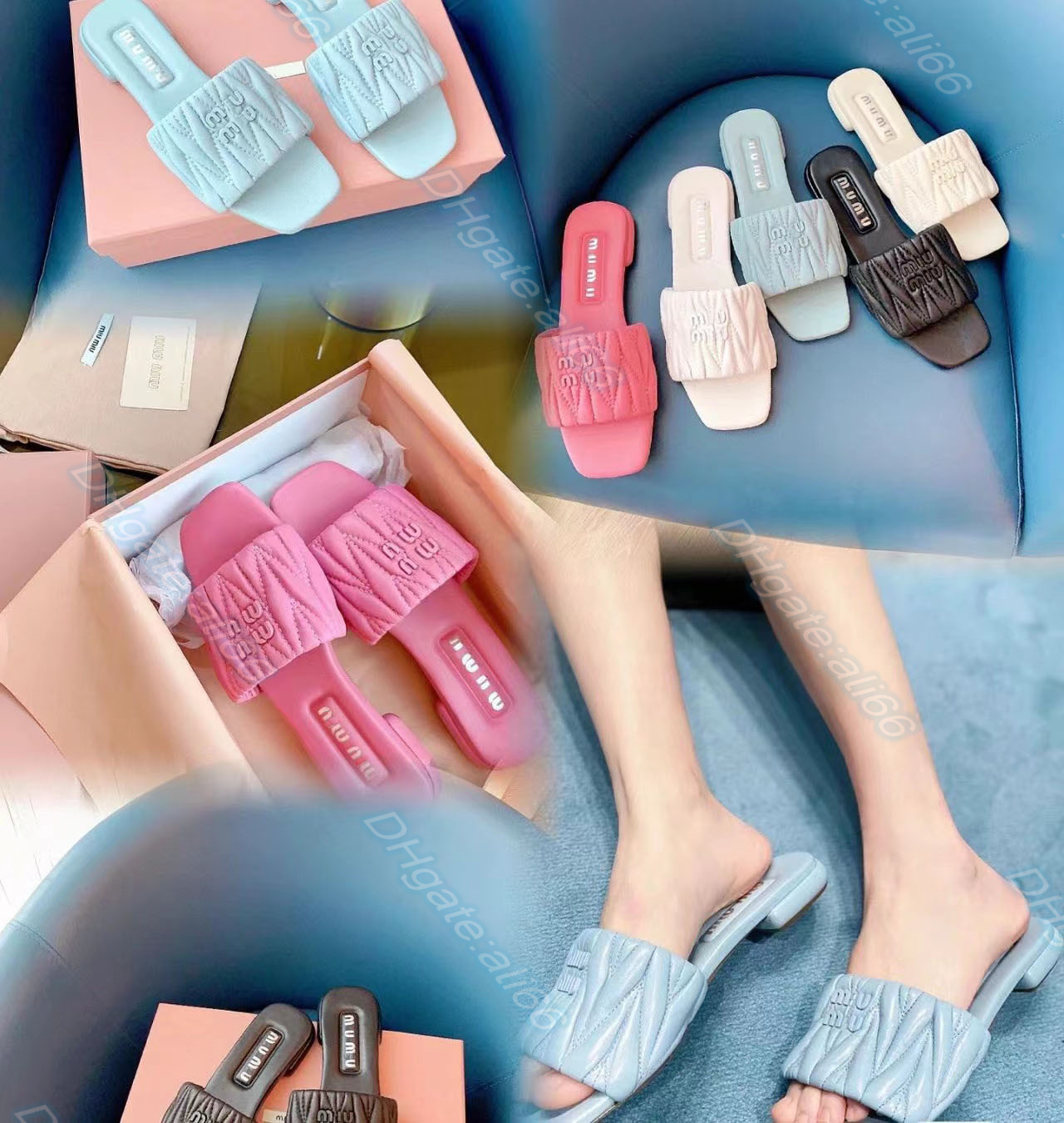 

2023 sandal luxury shoe designer woman Matelasse nappa leather slide Summer man beach fashion outdoor casual fashion slipper, White