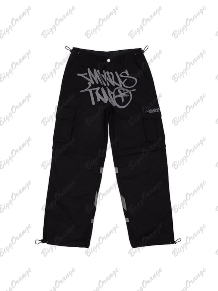 

Mens Pants Y2K Men Hip Hop Minus Two Cargo Y2k Black Overalls Harajuku Fashion Rock Wide Leg Loose Baggy Trousers Streetwear 230329