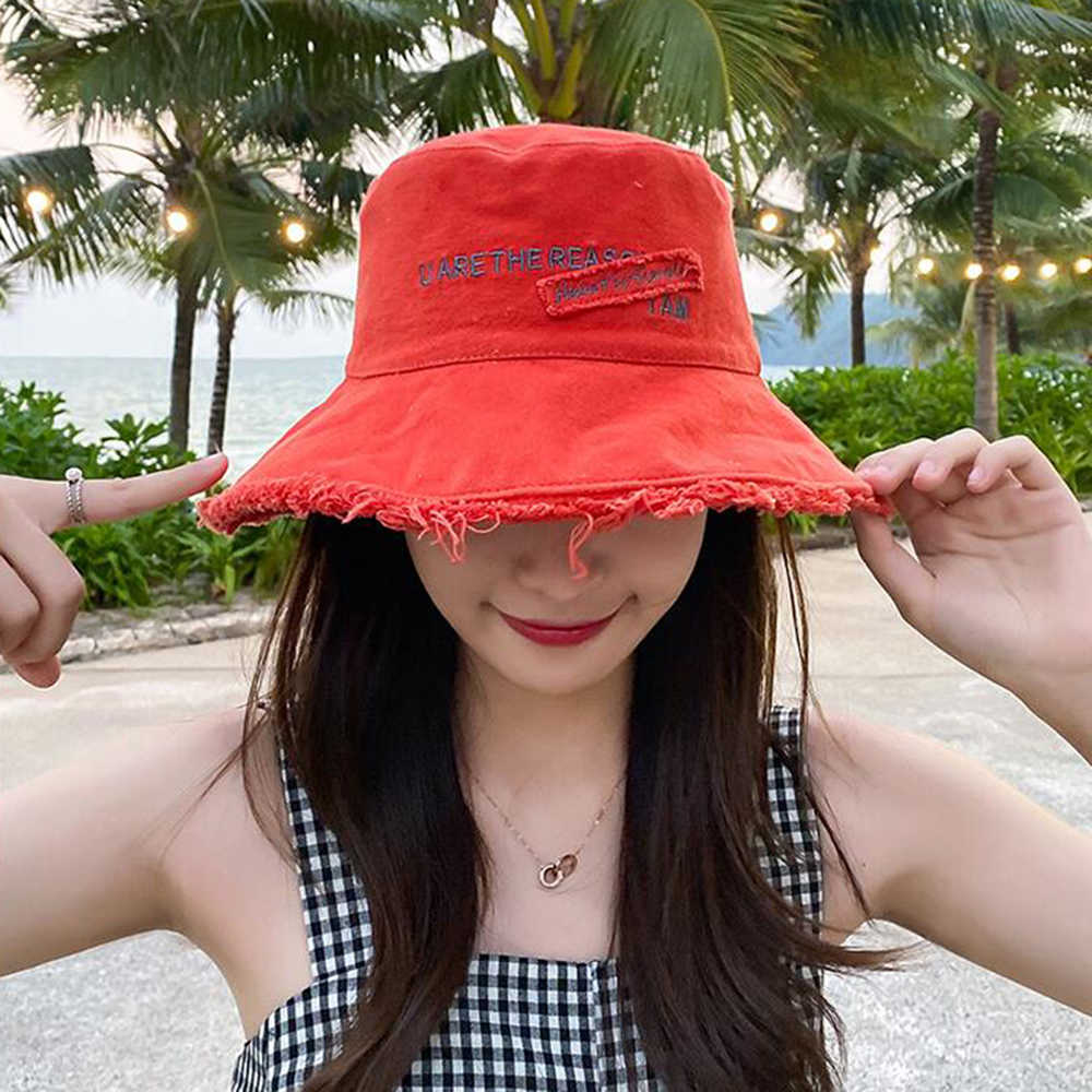 

HBP Bucket Wide Unisex Brim Hats Hat Canvas Letter Fringed Fisherman Cap Beh Basin Hat Street Headwear Outdoor White Cap Men and Woman 7 Colors P230327, Red