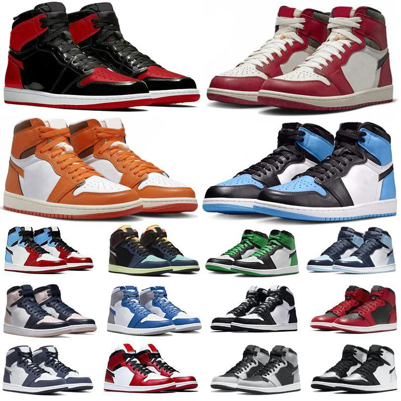 

Motorcycle Boots Jumpman 1 1s UNC Toe Mens Basketball Shoes Lost Found Gorge Lucky Green StarFish Bred Patent Dark Mocha Grey Fog True Blue Shadow Me, As photo 3