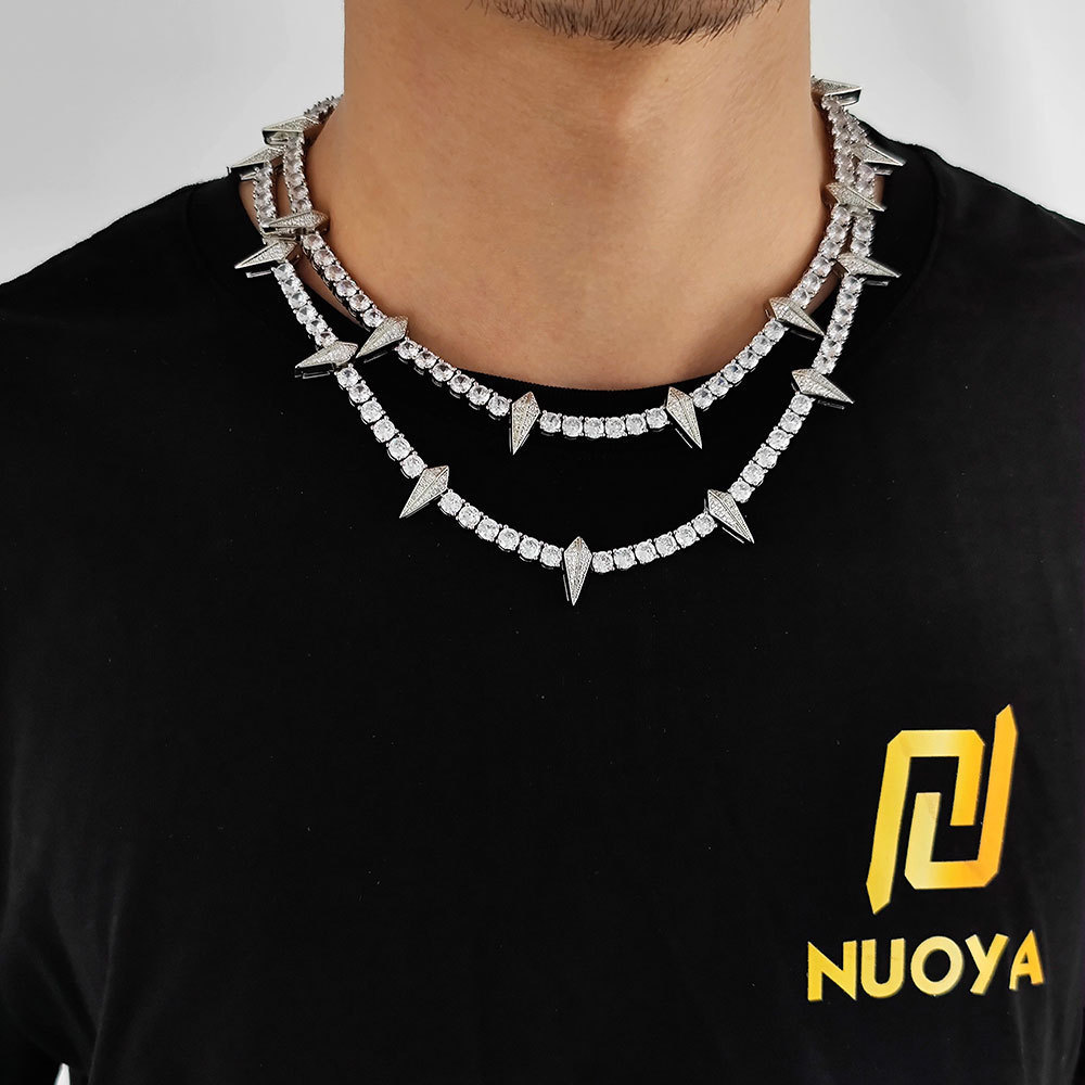 

Chokers Black Panther Necklace 5mm Iced Out CZ Cubic Zircon Tennis Chain Rivet Wolf Tooth Charm Fashion Hiphop Jewelry Gift for Mens 230329