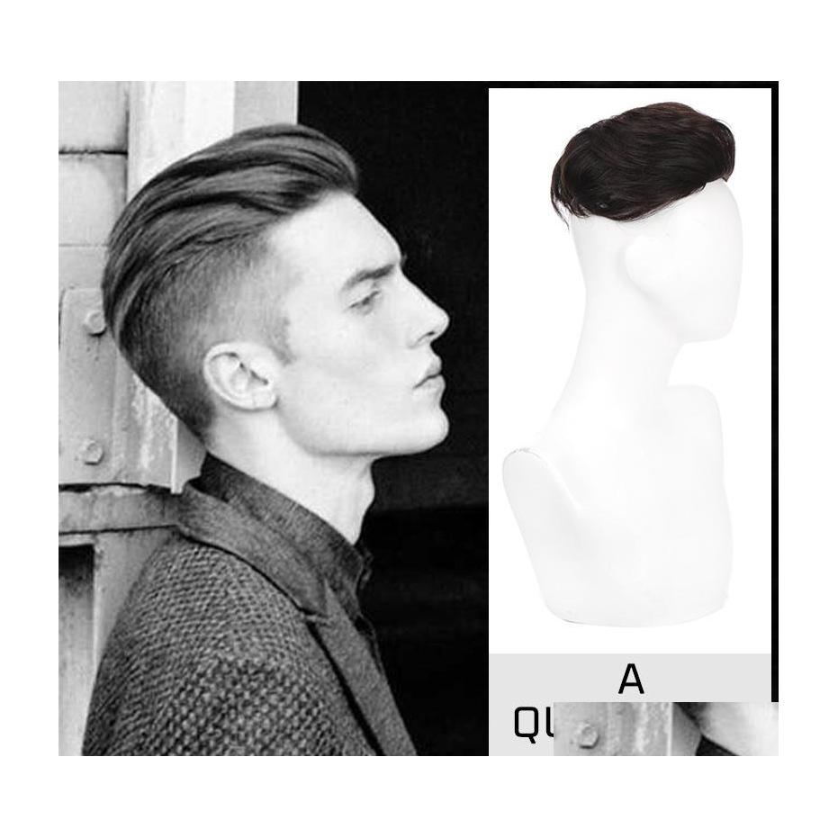 

Synthetic Wigs Men Natural Hair Toupee Short Wig Quiff Style Topper For Young Balding Hairloss High Line Clipon Drop Delivery Product Dhkgr, 141