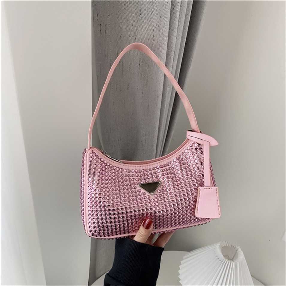 

2023 Designer bag Handbag trendy Rhinestone women's spring and summer small square single texture Messenger Handbag, White8