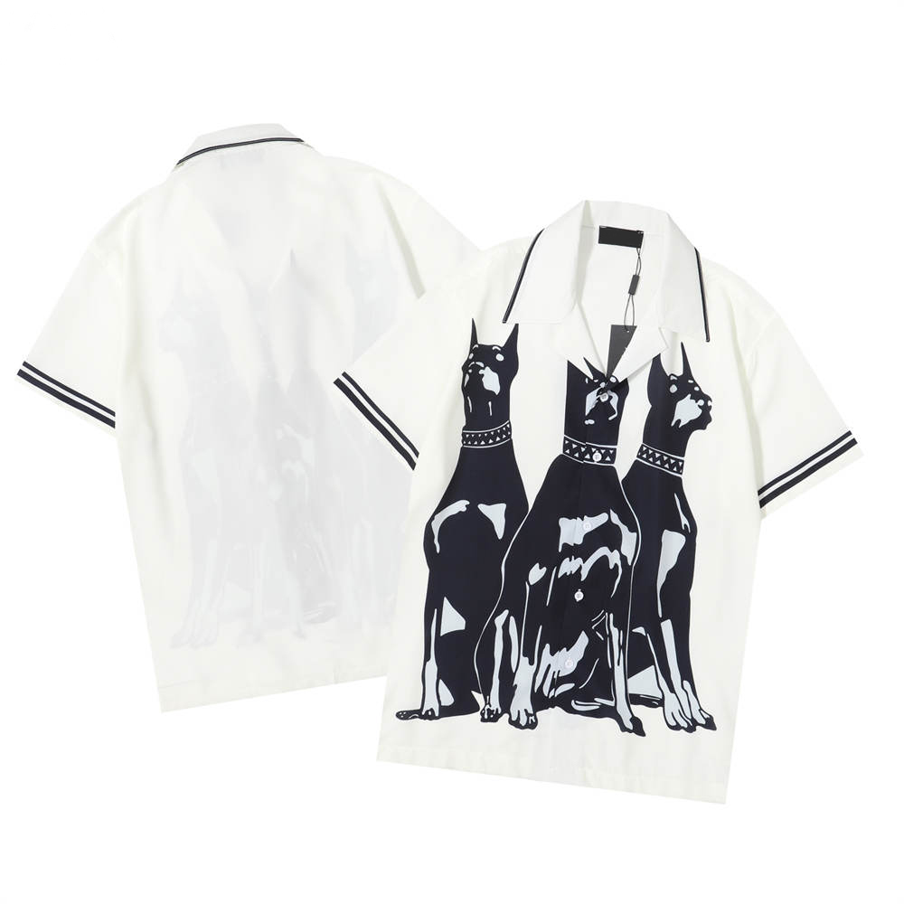 

LUXURY Designer Shirts Men's Fashion Tiger Letter V silk bowling shirt Casual Shirts Men Slim Fit Short Sleeve Dress Shirt M