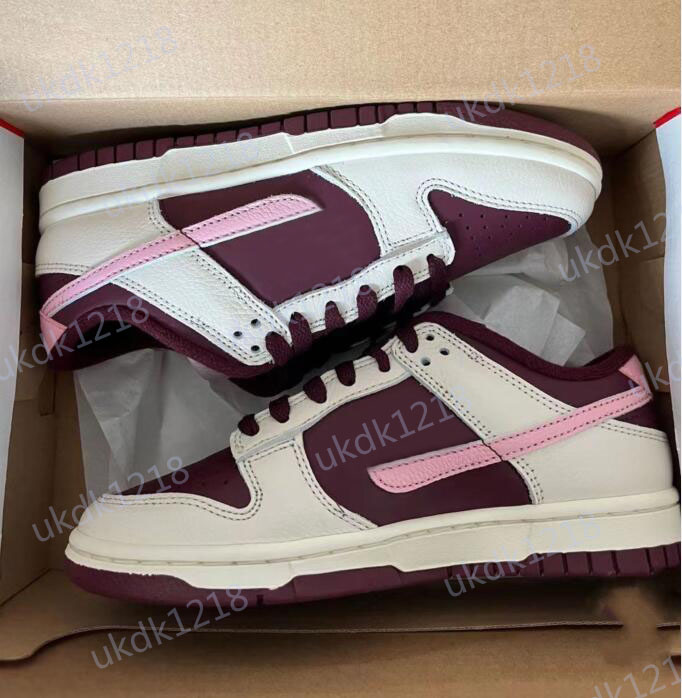 

2023 Valentines Day Low Running Shoes Men Women Pale Ivory Medium Soft Pink-Night Maroon DR9705-100 Designer Sports Shoe Outdoor Sneaker, Burgundy