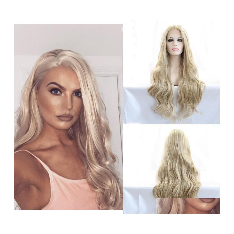 

Synthetic Wigs Long Lace Front Wig Gold Ombre Blonde Curly Body Wave For Black Women Frontal Cosplay Drag Queen Everyday Hair Drop D Dhoyg, As show