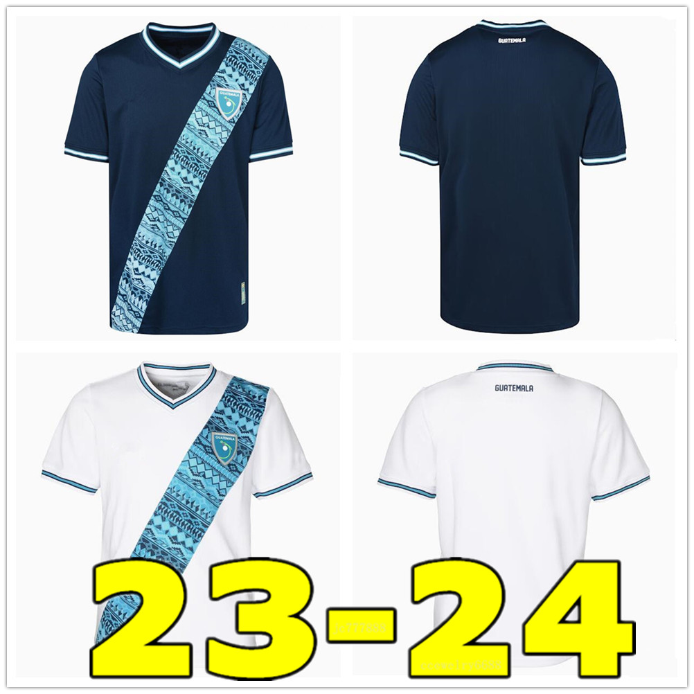 

2023 2024 Guatemala National Team Mens Soccer Jerseys 23 24 LOM OSCAR SANTIS Home White Away Blue Football Shirts Short Sleeve