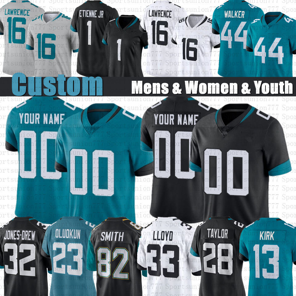 

0 Ridley 16 Trevor Lawrence Custom Football Jerseys Travis Etienne Jr Josh Allen Christiane Kirk Travon Walker Devin Lloyd Zay Jones Evan Engram Jamal Agnew Jenkins, Youth