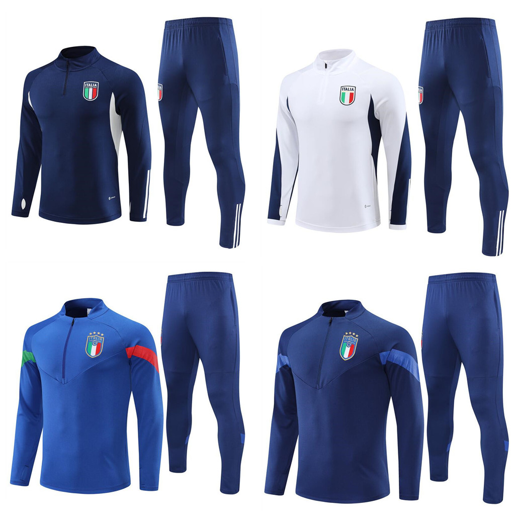 

22 23 24 kids adult ITalys tracksuit survetement long half zipper jacket Training suit soccer 2023 2024 Italia man football tracksuits set