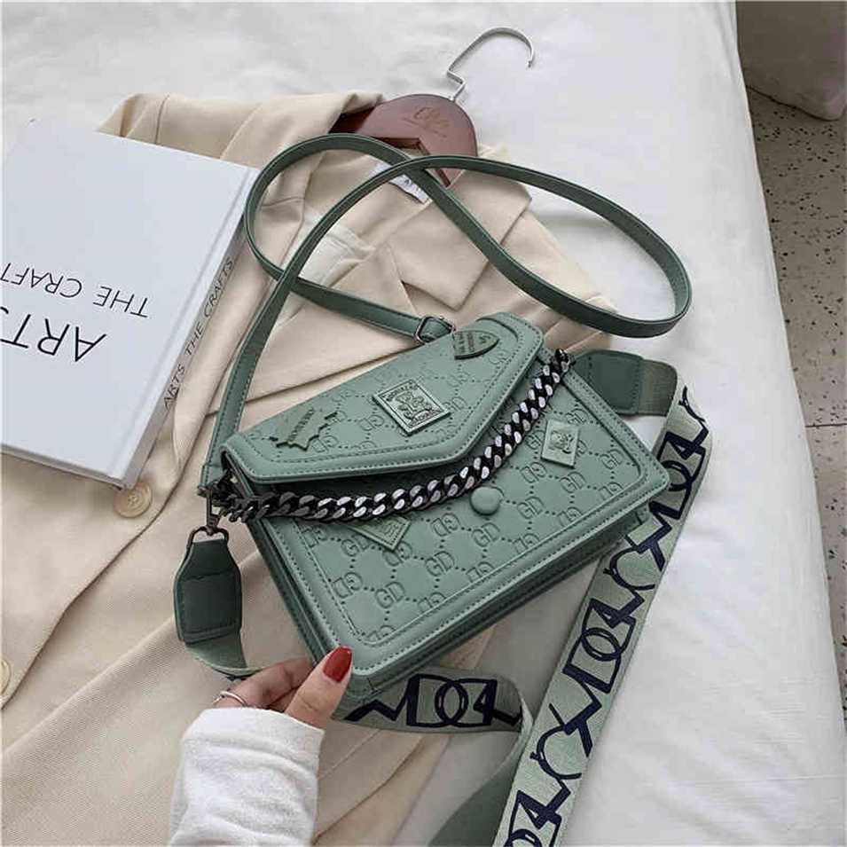 

2023 Designer bag Handbag CE7R Straight women's trend texture foreign style chain versatile wide belt Single Messenger small square bagKF2Y, White10