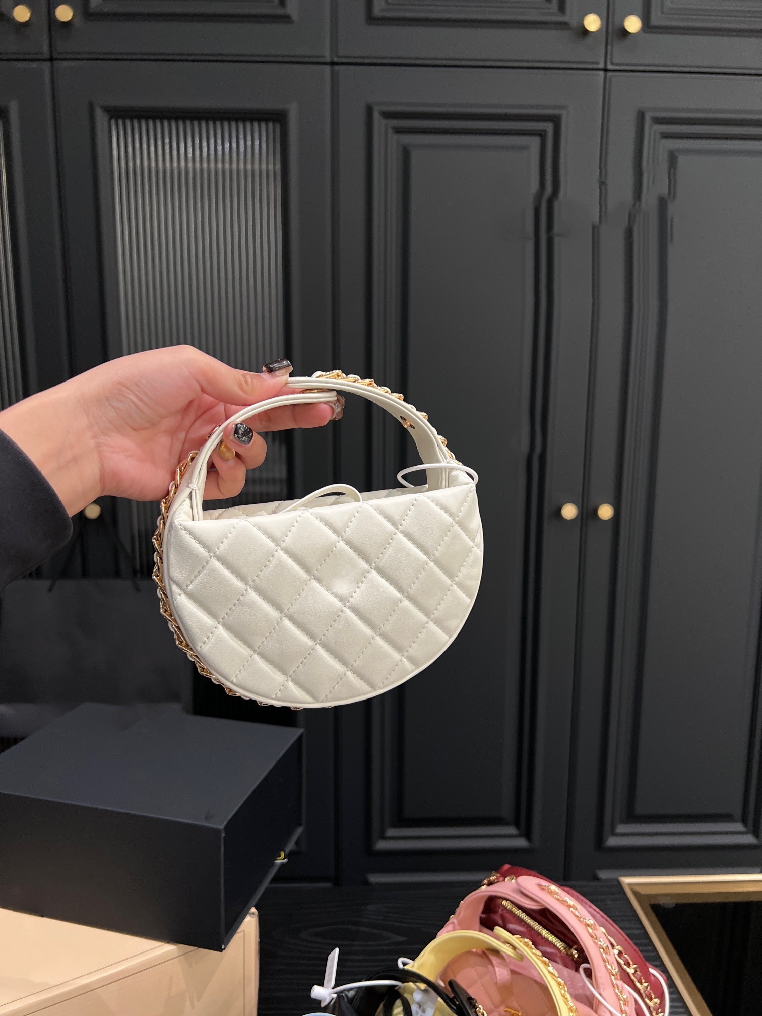

Women's Half Moon Bag Handbag Heart shaped hold Bag Underarm Bag Ringer Lattice Bag Chain decoration small hand bag Classic bag Casual bag fashion designer bag, Customize