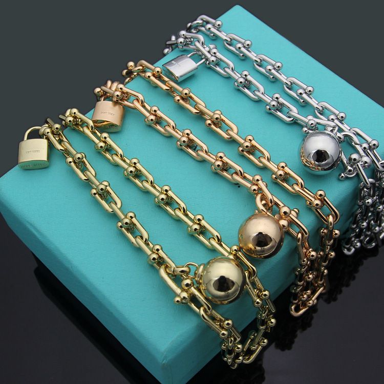 

Womens Large U-shape Bracelets hand Chain Designer Jewelry Chain mens Bracelet Full Brand as Wedding Christmas Gift tiffany