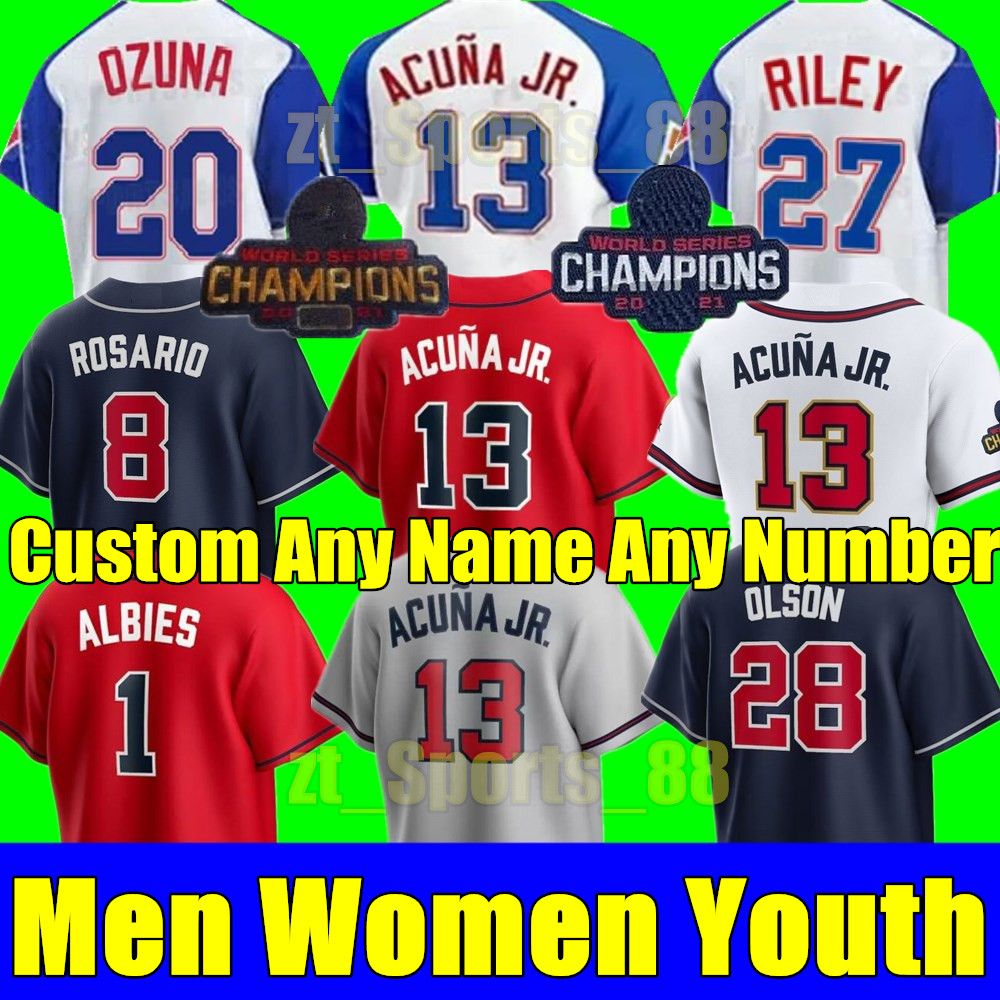 

S-4XL 2023 City Connect Jersey Ronald Acuna Jr. MATT OlSON JORGE SOlER DEiON SANDERS AUSTIN RIlEY OZZIE BRAVES ALBIES JONES Men Women Youth Baseball Jerseys, As shown in illustration