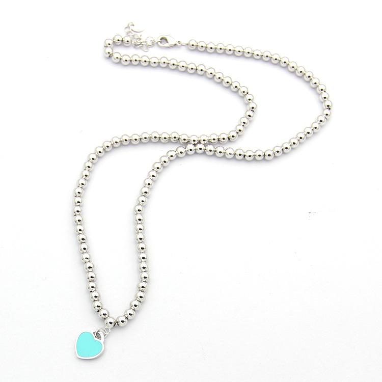 

tiffany Drop LOVE Heart Pendant Necklace Luxury Womens Double Heart Round Beads Jewelry Birthday Anniversary Christmas Gift