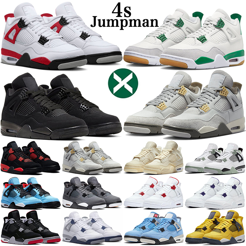 

4 Casual Shoes Men Women Jumpman 4s Pine Green Seafoam Military Black Cat Midnight Navy Photon Dust Oreo Red Thunder Bred Mens Trainers Womens Sneakers, #24