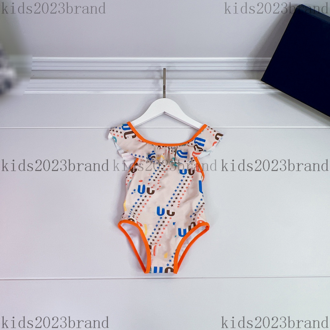 

newly 23SS girls one-pieces swimsuits blue swimsuit designer swimsuit brand children bikini summer girls swimming suits cotton lining size 80-150cm, 9#