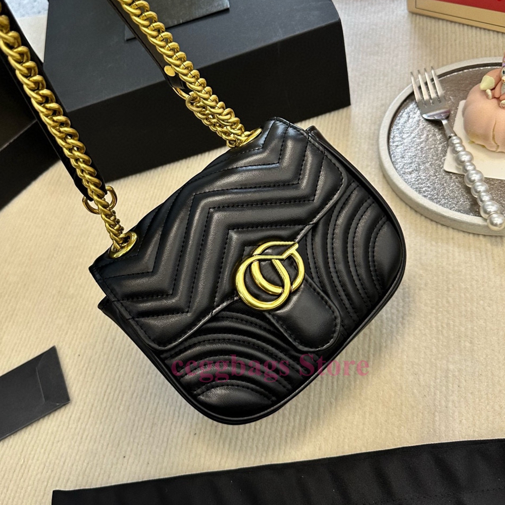 

Luxury Designer Bags Marmont Chain Crossbody Shoulder Bags For Women GGs Mini Flap Brand Classic Casual Fashion Ladies Purses Black White Pink