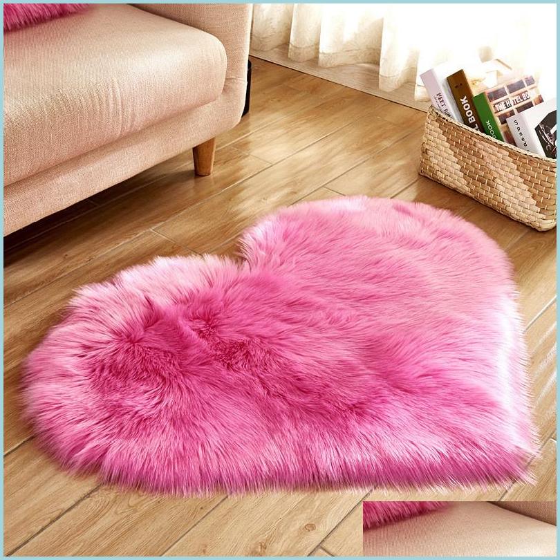 

Carpets Plush Heart Shaped Mat 40X50Cm 50X60Cm Living Room Office Imitation Wool Carpet Bedroom Soft Home Non Slip Rugs Drop Deliver Dhms0, As show