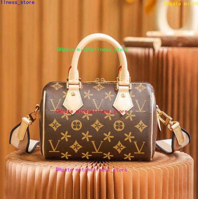 

NANO SPEEDY 16cm M81085 BANDOULIERE bags Genuine leather Luxurys Designers womens mens man Shoulder Totes Clutch Cross Body handbags travel strap mini lady hand bag, Brown flower-16cm