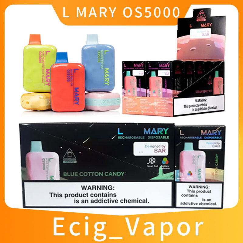 

L Mary OS5000 Ef Bar Disposable E cigarettes 5000 Puffs Vape Pen 13ml Pre-filled Mesh Coil Pods 650mAh Rechargeable Battery Vaporizers vapes elux bars esco
