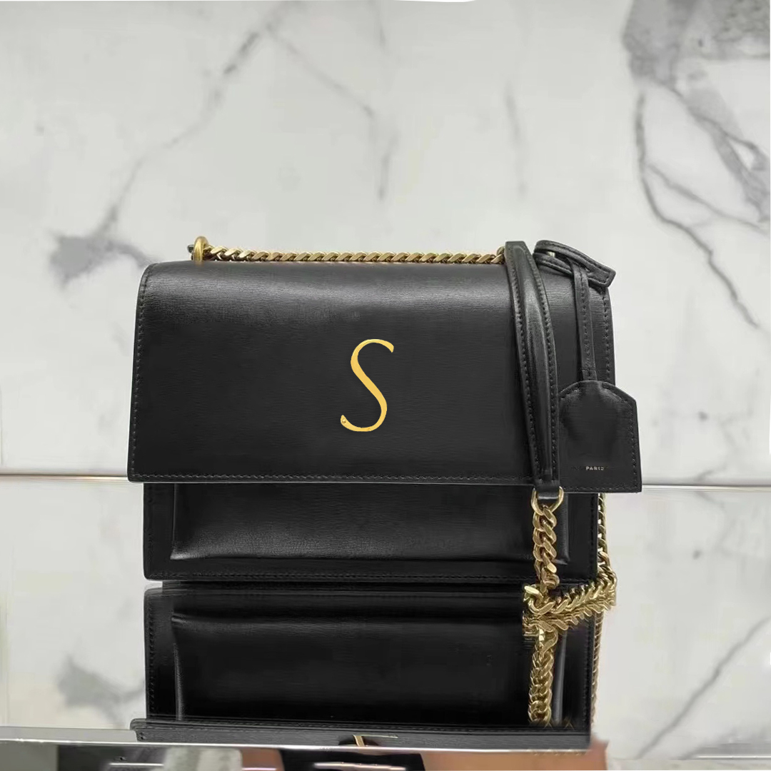 

7A quality yslity SUNSET crossbody Designer bags Womens mens pochette Leather bag chain luxury WOC tote handbag shoulder envelope Clutch flap bag Messenger travel, Black black