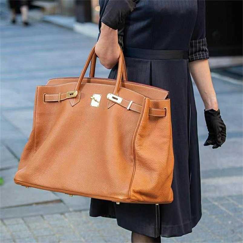 

Designer 50cm Limited Edition Bag Travel Luggage Large Bag Men's and Women's Fitness Bag Soft, Golden brown