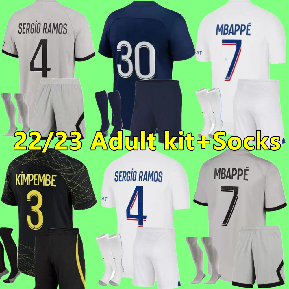 

Adult kit set Socks 10 MBAPPE 7 HAKIMI SERGIO psGs RAMOS WIJNALDUM soccer jerseys 22 23 Maillots football shirt 2022 2023 men kit uniform enfants maillot de foot, Adult home+league patch