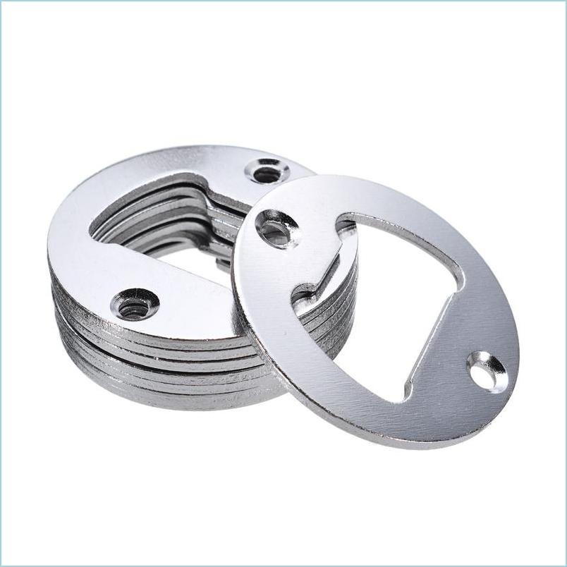 

Openers Stainless Steel Bottle Opener Polished Iron Round 40Mm Diy Wine Beer Inserts Tools With Screws For Home Kitchen Bar Party Dr Dhrnl