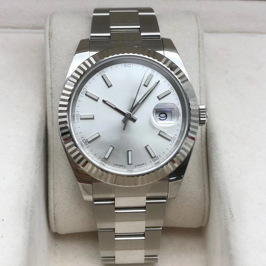 

Mens Mechanical Watches 41MM Automatic Full Stainless Steel Luminous Waterproof Women Watch Style Classic High Quality White Dial Wristwatches Montre 126334 Luxe, 7#