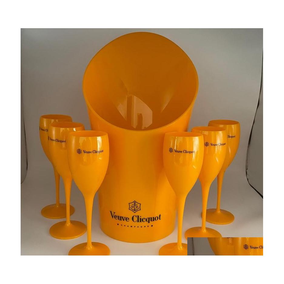 

Ice Buckets And Coolers 1 Bucket 6 Small Glass Party Coupes Cocktail Champagne Flutes Goblet Plastic Orange Whiskey Cups Cooler Drop Dhsbb