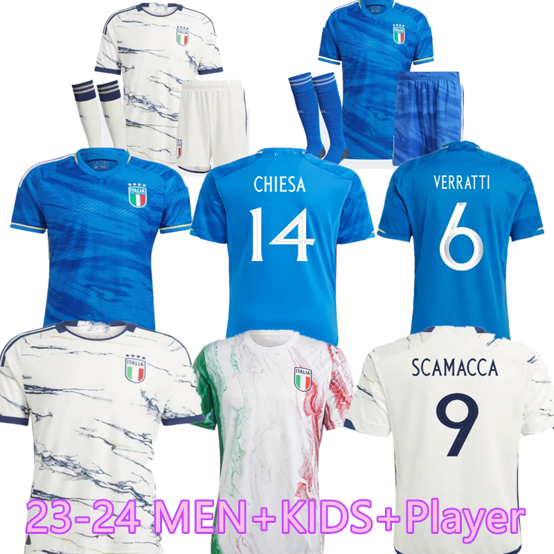

23/24 Italia CHIESA Soccer Jerseys 2023 home Italy RASPADORI VERRATTI BARELLA DONNARUMMA Shirt TOTTI LORENZO POLITANO ZANIOLO MIRETTI Away Football uniform, Purple