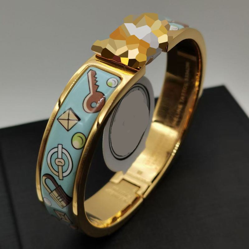 

12mm Enamel clic bangle for women charm bracelets new version key green lock