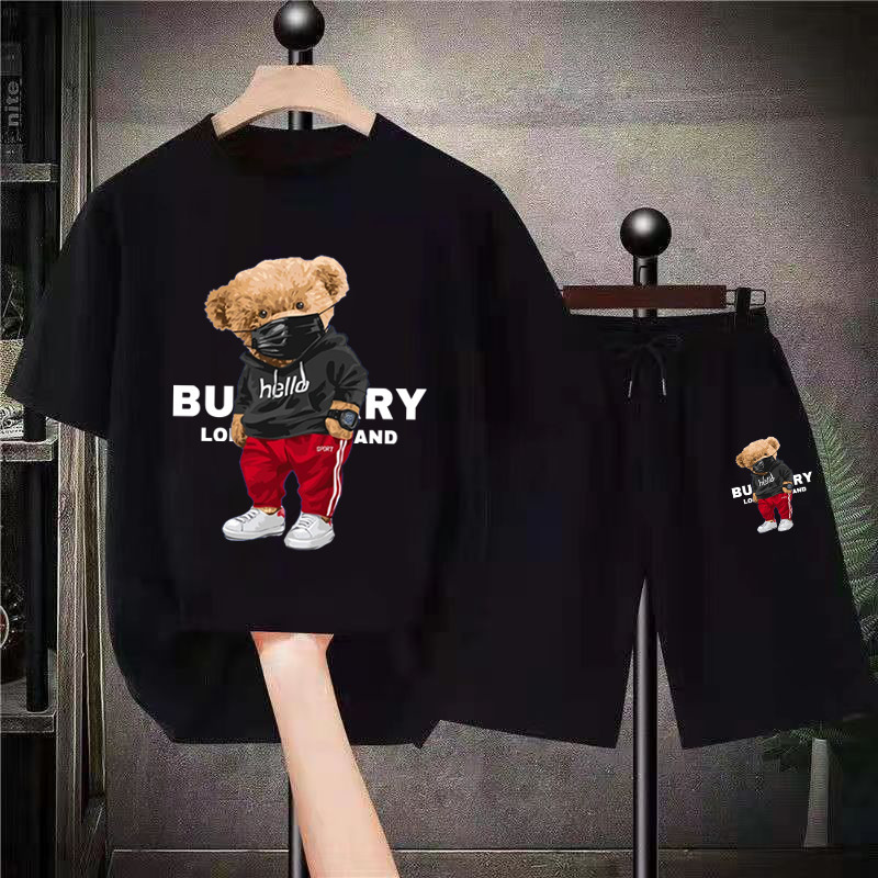 

Men' Tracksuits 2023 Men TShirts Shorts Set Summer Luxury Brand Skater Bear Letter Print Pure Cotton Tracksuit 2 Piece Fashion Suits Streetwear 230330