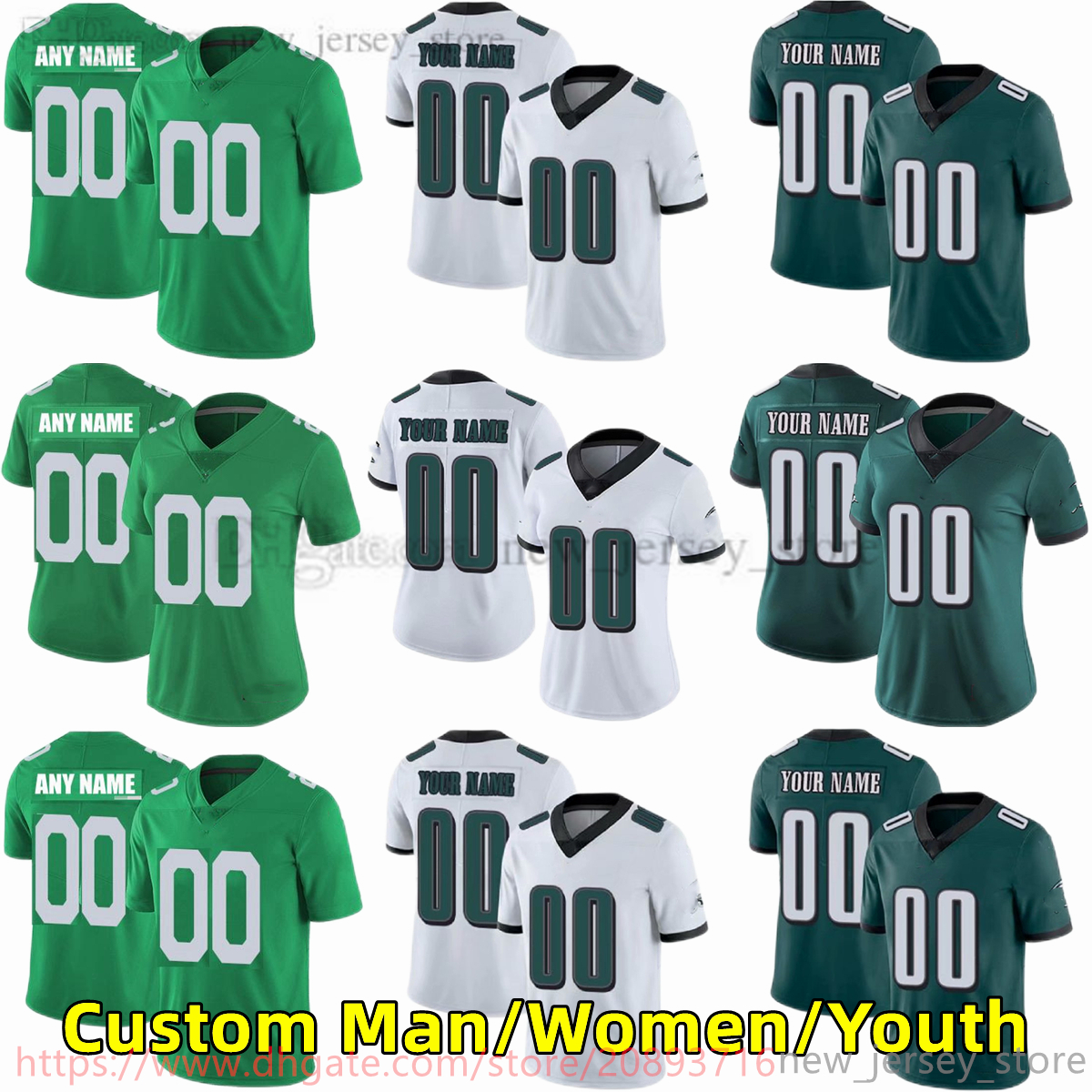 

Custom S- NCAA Football Jersey Stitched 20 BrianDawkins 1 JalenHurts 6 DeVontaSmith 62 JasonKelce 91 FletcherCox 88 DallasGoedert 26 MilesSanders Jerseys, Women only s-xxl