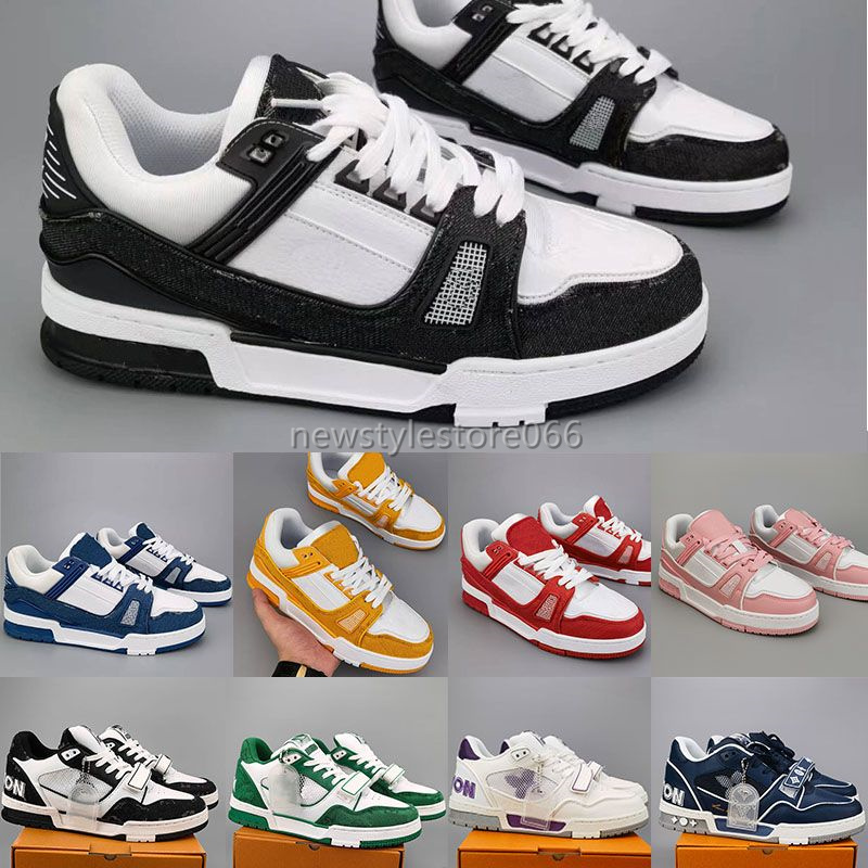

Designer Sneaker Virgil Trainer Casual Shoes Calfskin Leather Abloh White Green Red Blue Letter Overlays Platform Low Sneakers Size 36-45