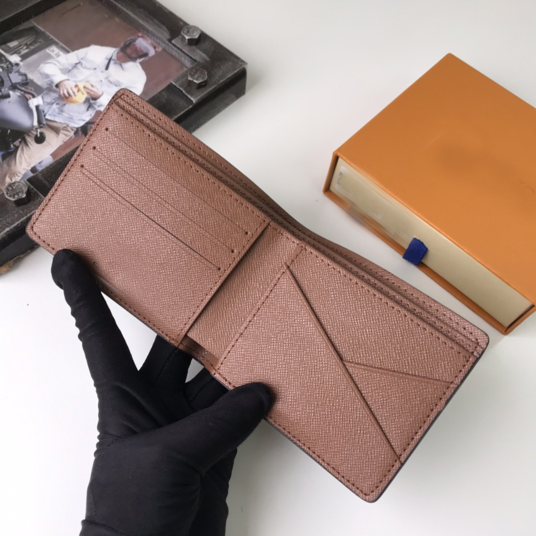 

L- Mens Wallets Holders Purses High Quality leather men wallet short styles card Holder black brown with box wholesale M60895