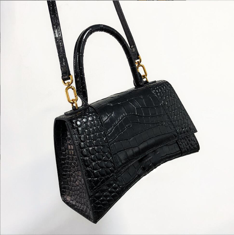 

genuine leather Crocodile pattern shoulder bag fashion designer bag women luxury crossbody bag cowhide leather Flash metal lock designer purse, Crocodile pattern black metal