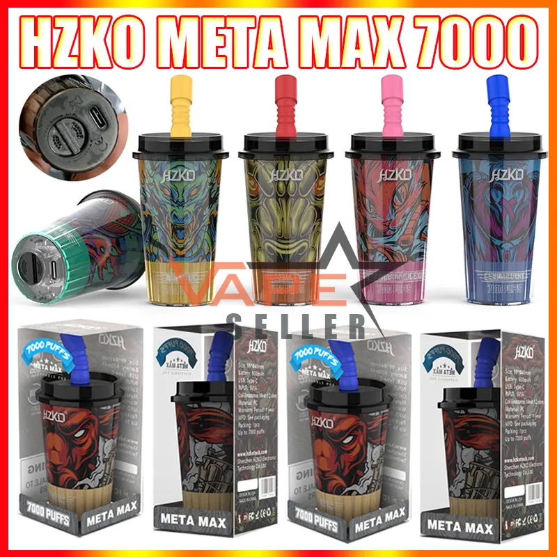 

Original HZKO 7000 Puffs Disposable Vape Pen E Cigarette With Rechargeable 600mAh Battery 15ml Prefilled Pod Big Puff Bar VS Lanna XXL RandM