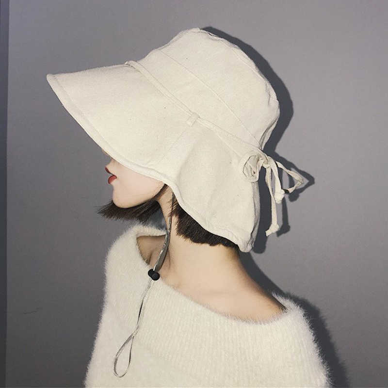 

HBP Bucket Wide Brim Hats Foldable Hats for Women Summer Beh Sun Hat Outdoor Cotton Panama Fisherman Cap Female Solid Wide Brim Sunscreen Caps P230327, Navy blue