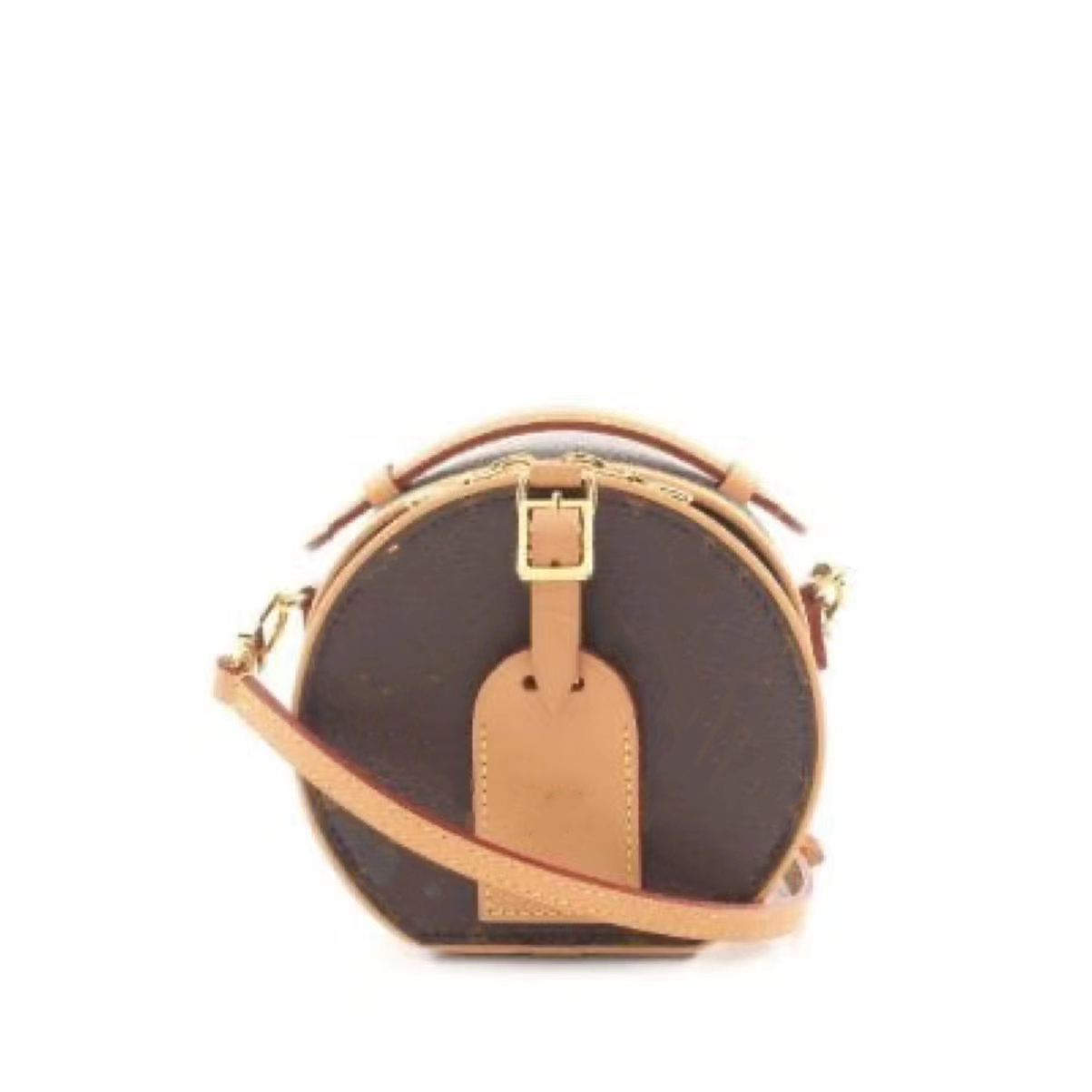 

Women's Bag Designer Handbag Fashion Luxury Round Cake Bag Cute carry-on Mini Size 12*13*5.5cm small bag classic canvas paired with cowhide sides messenger bag, Brownness