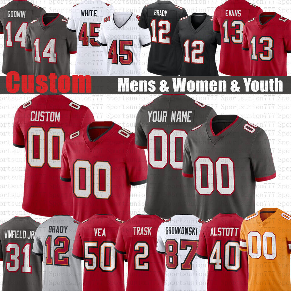 

Tom Brady Mike Evans Custom Football Jersey Mike Alstott Chris Godwin Devin White Tampas Bayes Vita Vea Buccaneeres Derrick Brooks Antoine Winfield Jr Lavonte David, Youth