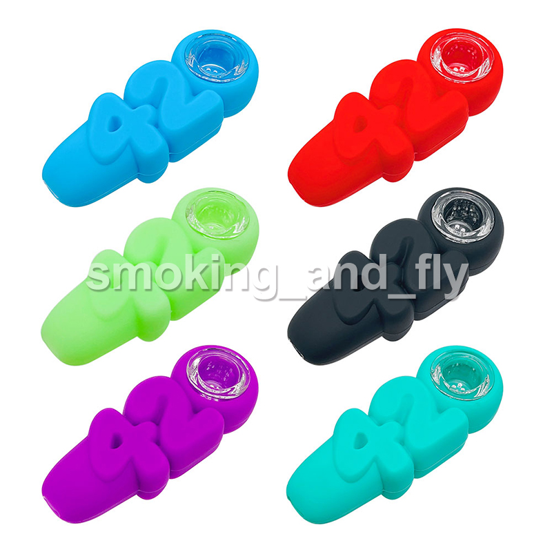 

420 Silicone Smoking Pipes Tobacco Hand Pipe with glass bowls dab oil rigs smoke accessory