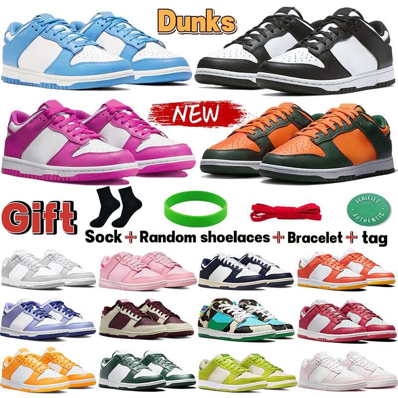

2023 New Dunks running shoes white black panda grey fog active fuchsia SB Miami UNC vintage navy chunky dunky easter triple pink low mens womens designer sneakers, 01 white black