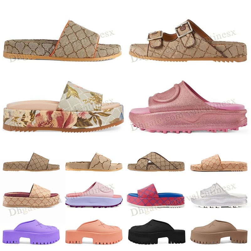 

Luxe metallic sliver pink sandals famous designer woman's platform slippers summer foam sliders house anvas plaid leather coach sandales flat mule beach shoes slide, 04