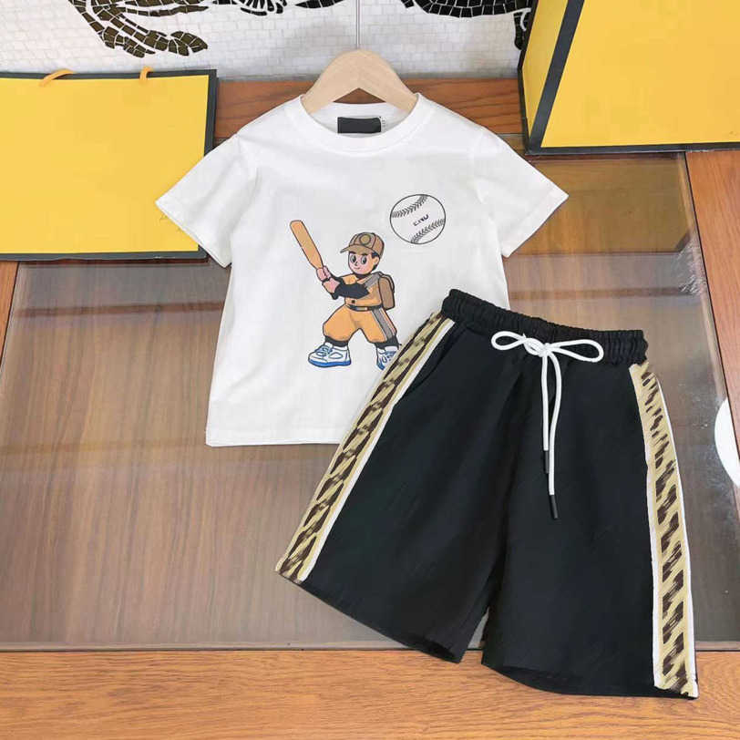 

23ss boy suit kids designer tshirt shorts suits kid sets Round neck logo printing Short sleeve Elastic waist jacquard Shorts suit High quality kids clothes a1, 16