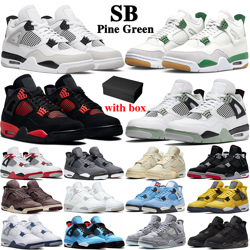 

jumpman 4 4s basketball shoes with box women men sb pine green kaws military black cat infrared university blue oreo seafoam red thunder mens trainers sneakers, 15
