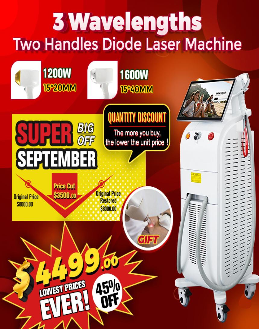 

808nm Diode Laser Hair Removal Machine 3 wavelengthen 808 Nm Hair Reduction 1600w Alexandrite Lazer Skin Rejuvenation Beauty Equip8393217