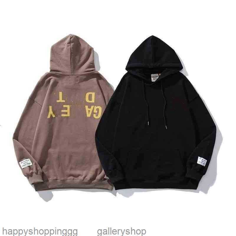 

Men's Hoodies Sweatshirts Fashion Galleryes Casual American European Inverted Letter Printing Women's Cotton Loose Hoodie Sweate, Black